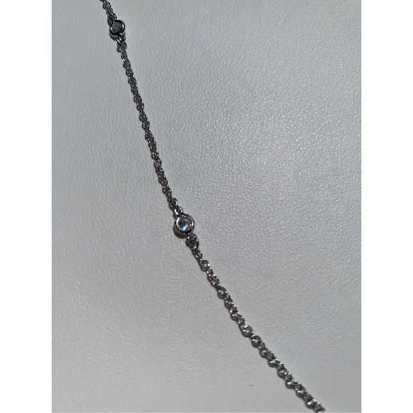 .925 Chain with Crystals Sterling Silver Necklace #delicate #vintage - Picture 5 of 5